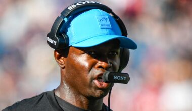 Carolina Panthers defensive coordinator Ejiro Evero