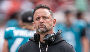 September 28, 2025; Santa Clara, California, USA; Jacksonville Jaguars defensive coordinator Anthony Campanile before the game against the San Francisco 49ers at Levi's Stadium. Mandatory Credit: Kyle Terada-Imagn Images