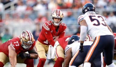 San Francisco 49ers quarterback Brock Purdy (13) vs. the Chicago Bears
