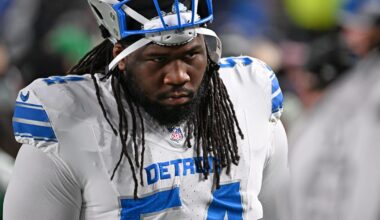 Nov 16, 2025; Philadelphia, Pennsylvania, USA; Detroit Lions defensive tackle Alim McNeill (54) against the Philadelphia Eagles at Lincoln Financial Field.