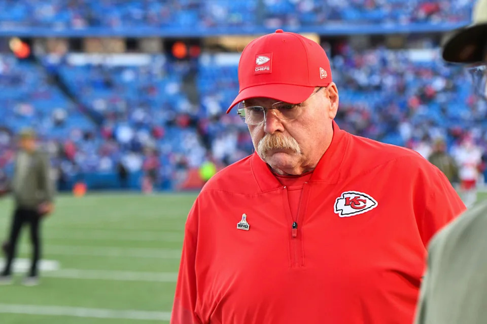 Kansas City Chiefs head coach Andy Reid against the Buffalo Bills.Mark Konezny-Imagn Images