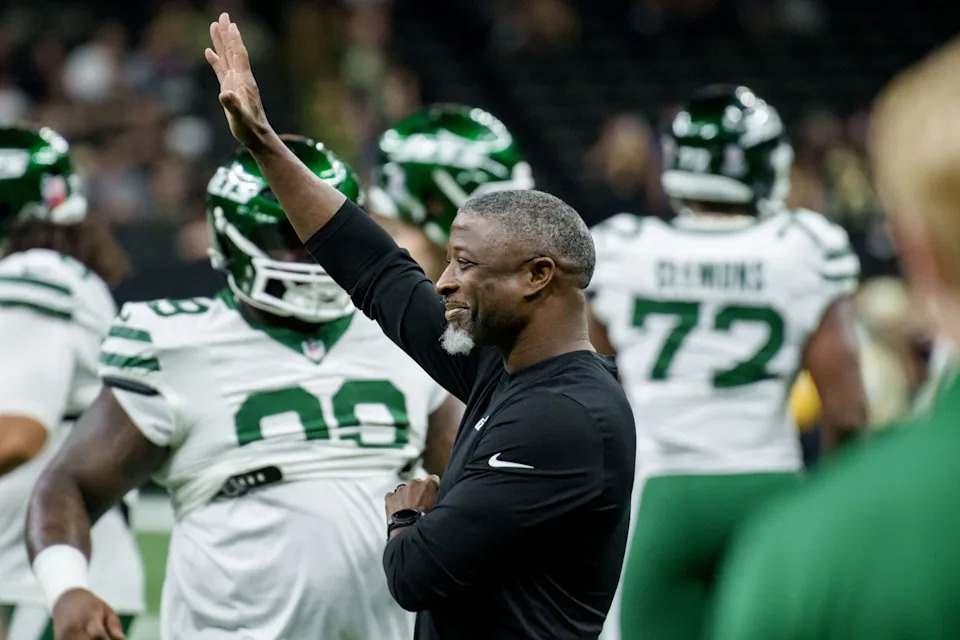 Dec 21, 2025; New Orleans, Louisiana, USA; New York Jets head coach Aaron Glenn is seen before a game against the New Orleans Saints at Caesars Superdome. Mandatory Credit: Matthew Hinton-Imagn Images
