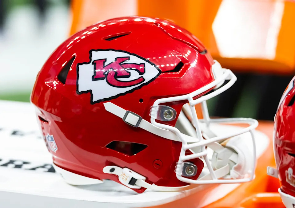 A Kansas City Chiefs helmet.