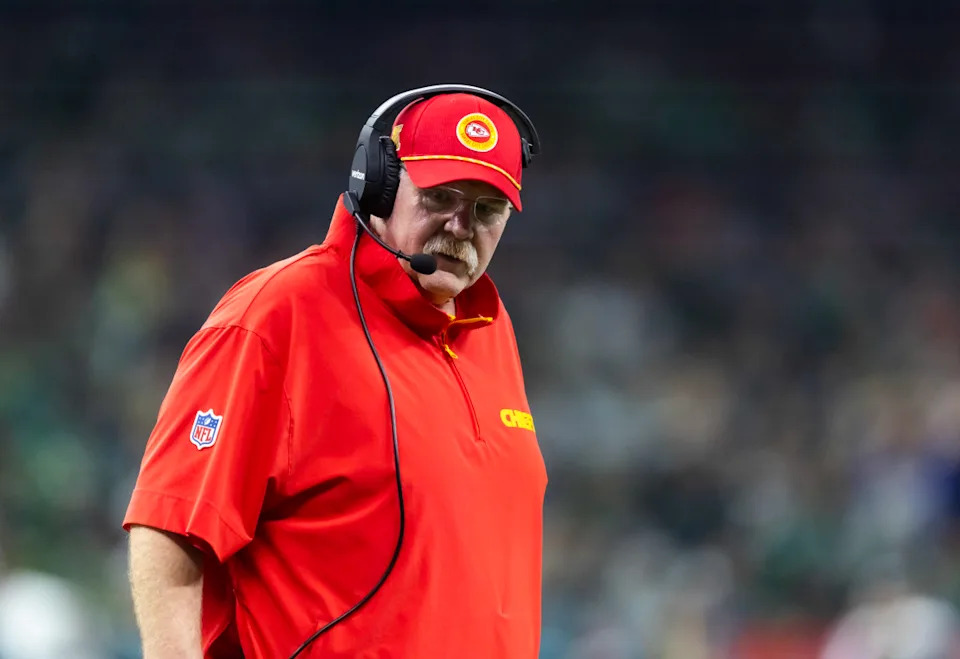 Kansas City Chiefs head coach Andy Reid© Mark J&period; Rebilas-Imagn Images