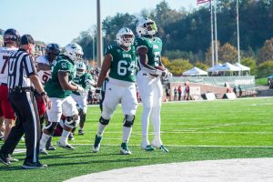 Ohio running back Sieh Bangura (5) celebrating after scoring his first touchdown vs NIU.