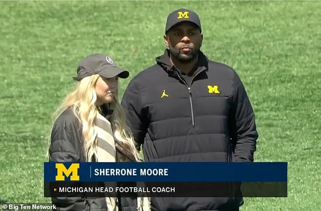 The fired Michigan coach is accused of breaking into the home of his executive assistant Paige Shiver (left) with a knife and terrorizing an unnamed woman