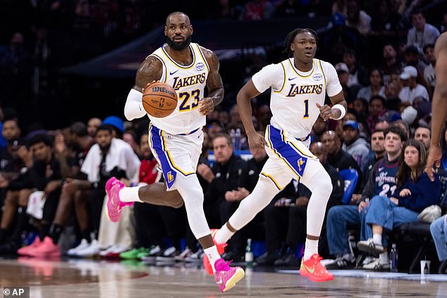 Lakers rookie Adou Thiero (right, pictured with LeBron James) had his SUV stolen in LA