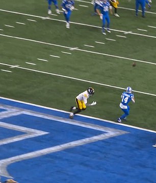 St. Brown eventually made the catch before throwing a lateral pass to Goff who jumped into the end zone