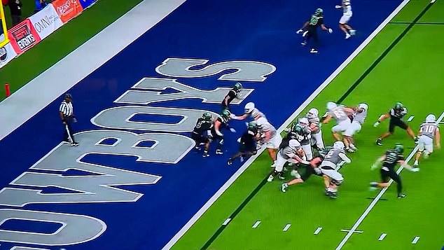 Running back Keyvone Lee was sent flying as their routine ended in embarrassing fashion