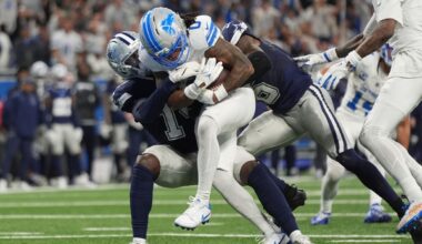 Jahmyr Gibbs' three TD runs power Lions over Cowboys