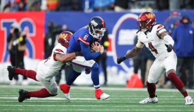 Giants not altering game plan for Jaxson Dart after another injury scare