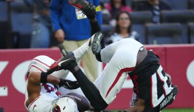 Falcons cornerback Mike Hughes is unlikely to return from ankle injury against the high-scoring Rams