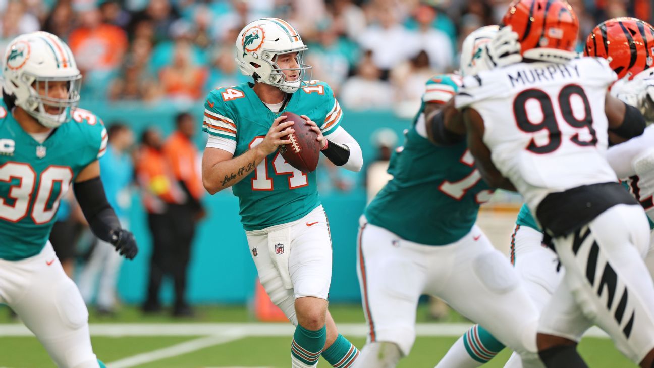 Dolphins' Quinn Ewers makes 1st NFL start, expected to remain QB1