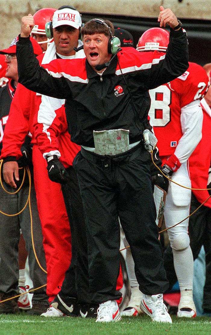 (Rick Egan | The Salt Lake Tribune) Kyle Whittingham on the sidelines early in his coaching career.