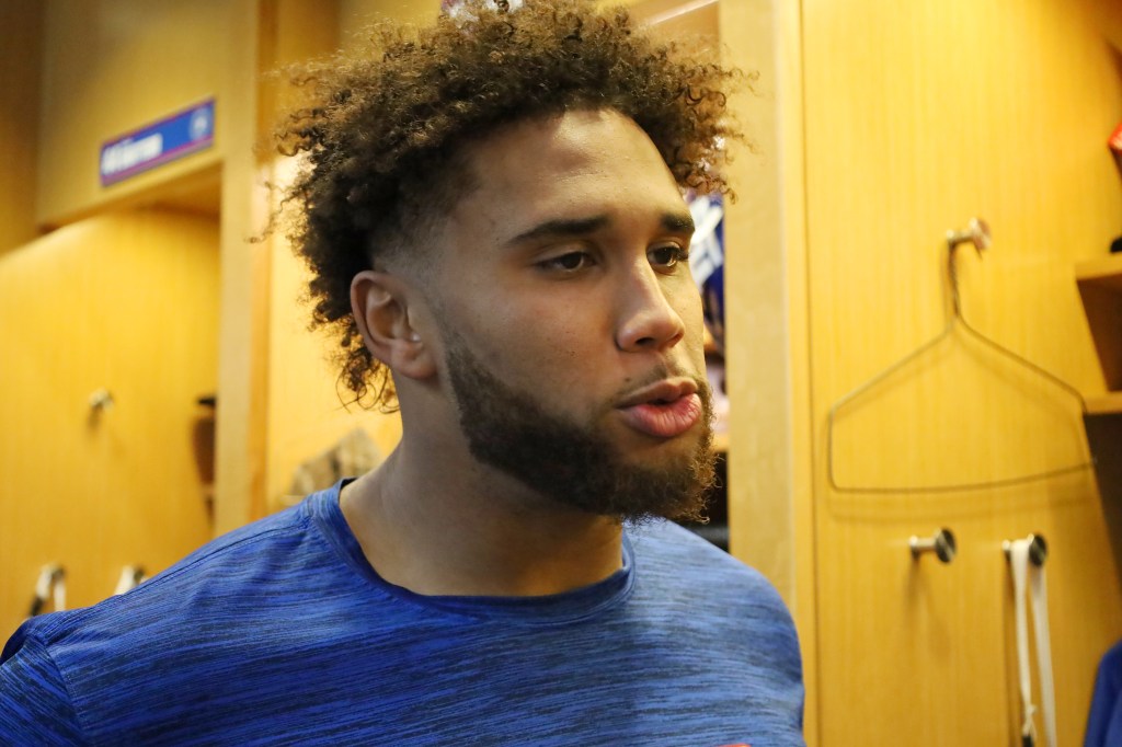 New York Giants offensive tackle Marcus Mbow (71) when the New York Giants practiced Friday, December 26, 2025 at Quest Diagnostics Training Center in East Rutherford, NJ.