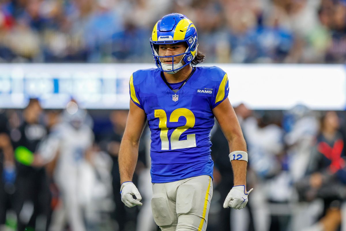 Los Angeles Rams wide receiver Puka Nacua (12) during a NFL game against the Detroit Lions on December 15, 2025 at Sofi Stadium in Inglewood, CA.