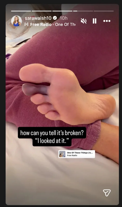 Sara Walsh toe injury.Sara Walsh&sol;IG