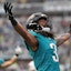 Jacksonville Jaguars wide receiver Jakobi Meyers (3) reacts after scoring.