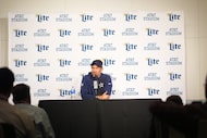 Dallas Cowboys head coach Brian Schottenheimer speaks during a news conference following an...