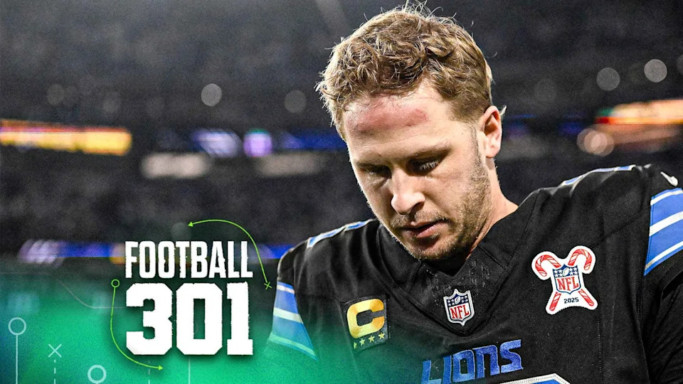 MINNEAPOLIS, MINNESOTA - DECEMBER 25: Jared Goff #16 of the Detroit Lions leaves the field following the 23-10 loss against the Minnesota Vikings at U.S. Bank Stadium on December 25, 2025 in Minneapolis, Minnesota. (Photo by Stephen Maturen/Getty Images)