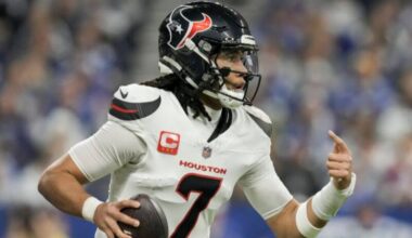Houston Texans quarterback C.J. Stroud (7) looks to pass.