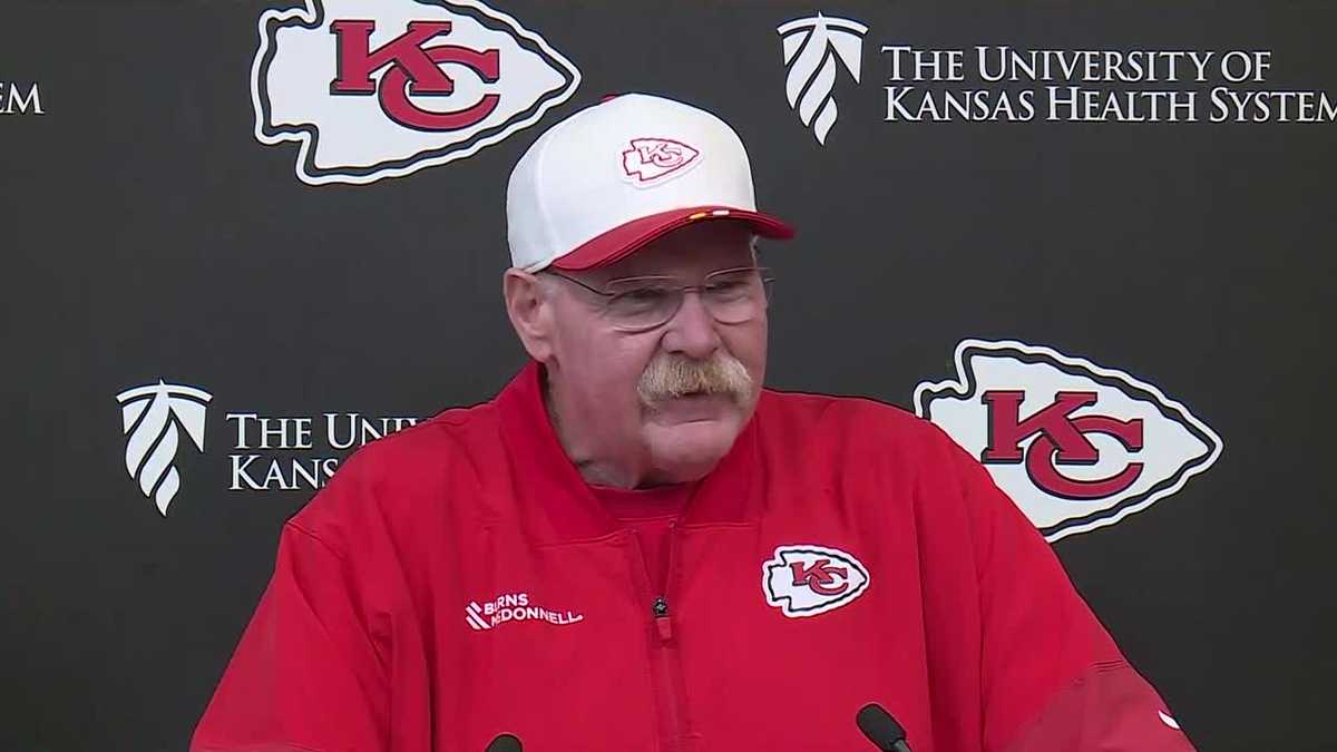 Chiefs head coach Andy Reid reacts to stadium announcement