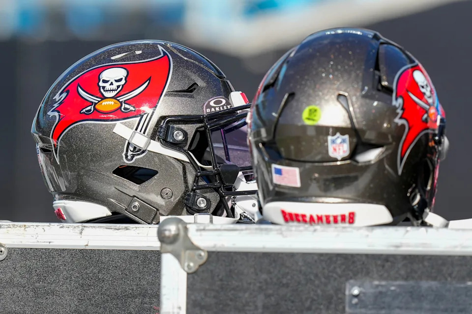 Tampa Bay Buccaneers helmets.