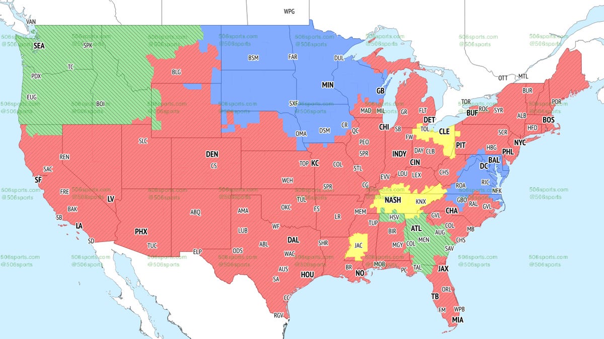 TV map for NFL Week 14