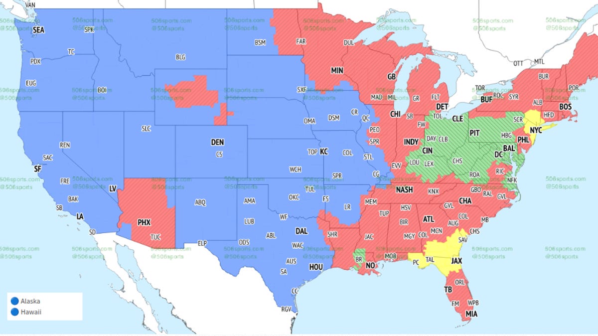 NFL TV broadcast maps, announcers for Week 15