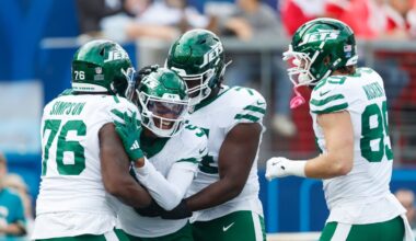 Where does the Jets' offensive line rank in the NFL in Week 15?