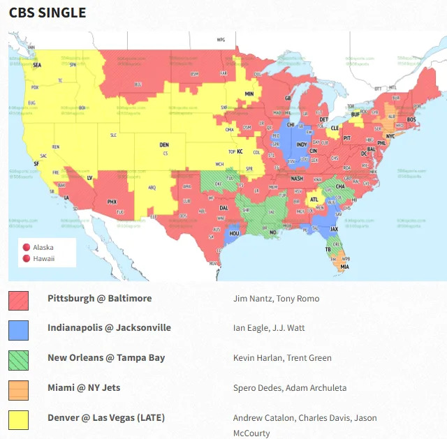 Week 14 NFL TV map.