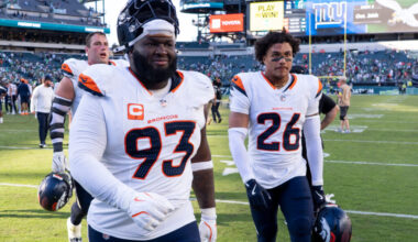 Broncos rule out DT D.J. Jones, TE Nate Adkins for Sunday at Raiders