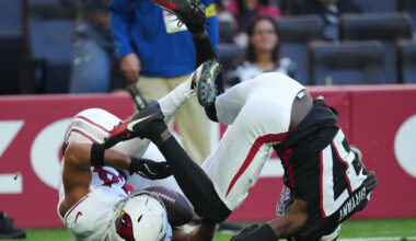 Falcons cornerback Mike Hughes is unlikely to return from ankle injury against the high-scoring Rams