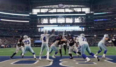 Dallas Cowboys quarterback Dak Prescott (4) throws a pass against the Houston Texans during an NFL Football game in Arlington, Texas, Sunday, Dec. 11, 2022. (AP Photo/Michael Ainsworth)
