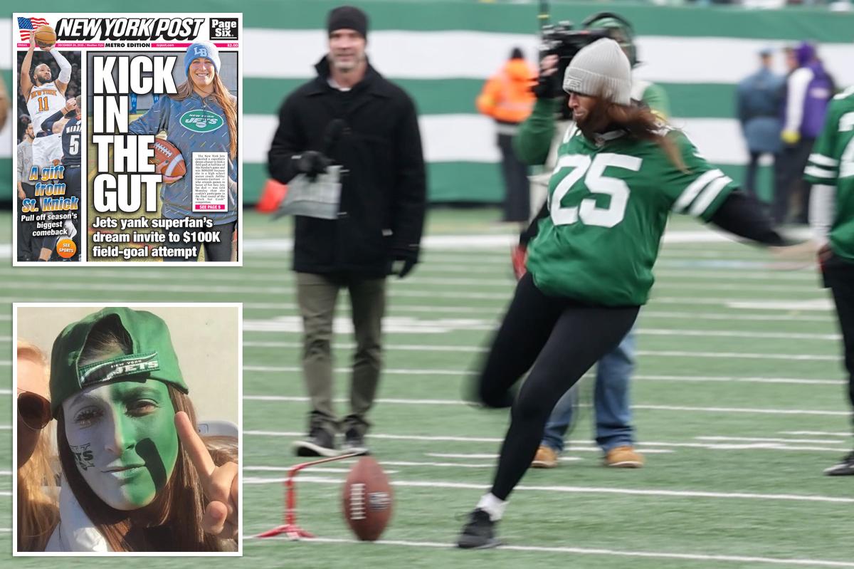 Jets super fan kicks for $100K challenge after invite controversy — here's how she did