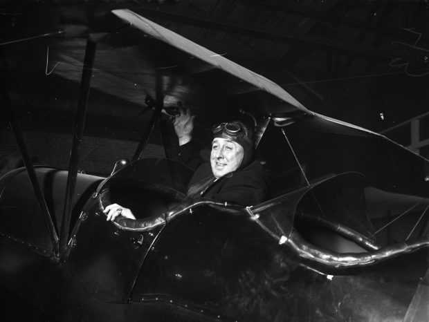 Mayor William Hale Thompson sits in a National Air Transport plane at the Chicago Municipal Airport during its dedication and naming on Dec. 12, 1927. Chicago Municipal Airport, at Cicero Avenue and 63rd Street, would be renamed Midway International Airport in 1949. (Chicago Herald and Examiner)