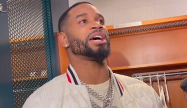 Darius Slay during a postgame interview