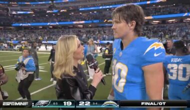Laura Rutledge addresses awkward Justin Herbert interview