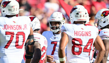 Jacoby Brissett #7 of the Arizona Cardinals...