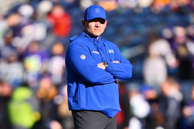 Seattle coach Mike Macdonald looks on during a game.