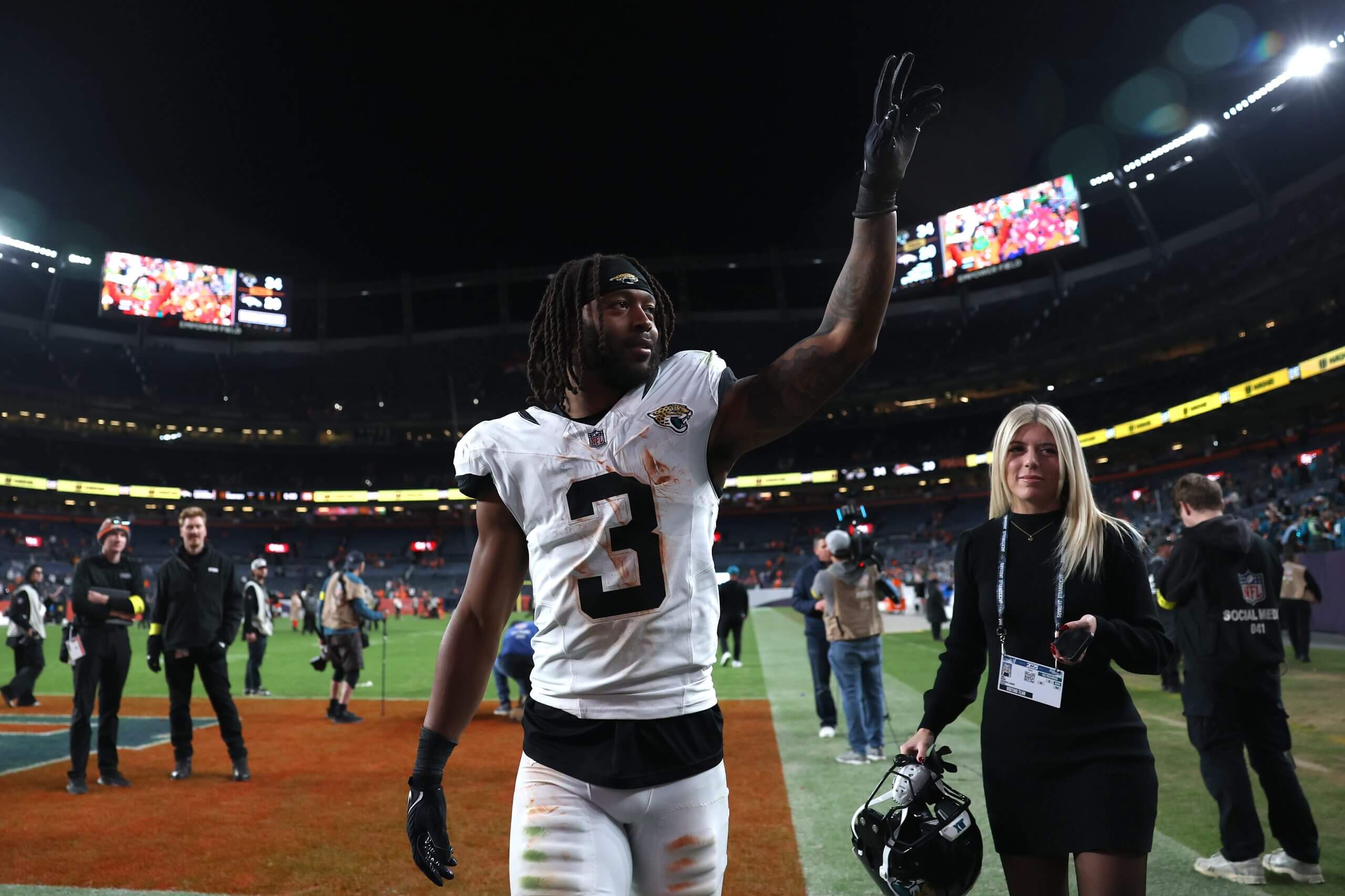 Jacksonville Jaguars wide receiver Jakobi Meyers leaves the field after a win over the Denver Broncos.