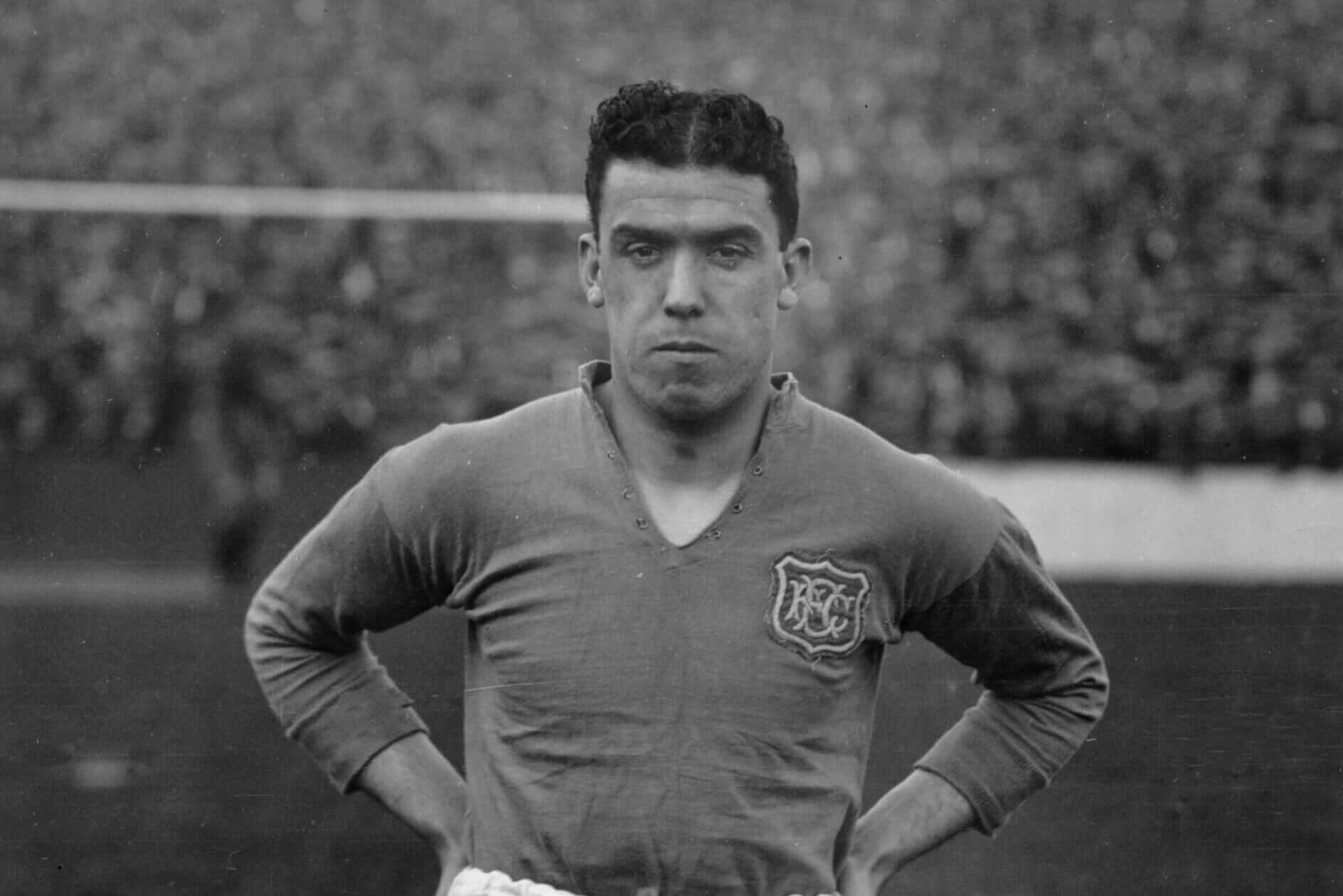 Everton striker Dixie Dean is pictured before the match with West Ham United in January 1928