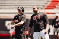 Texas Tech head coach Joey McGuire (left) and general manager James Blanchard (right).