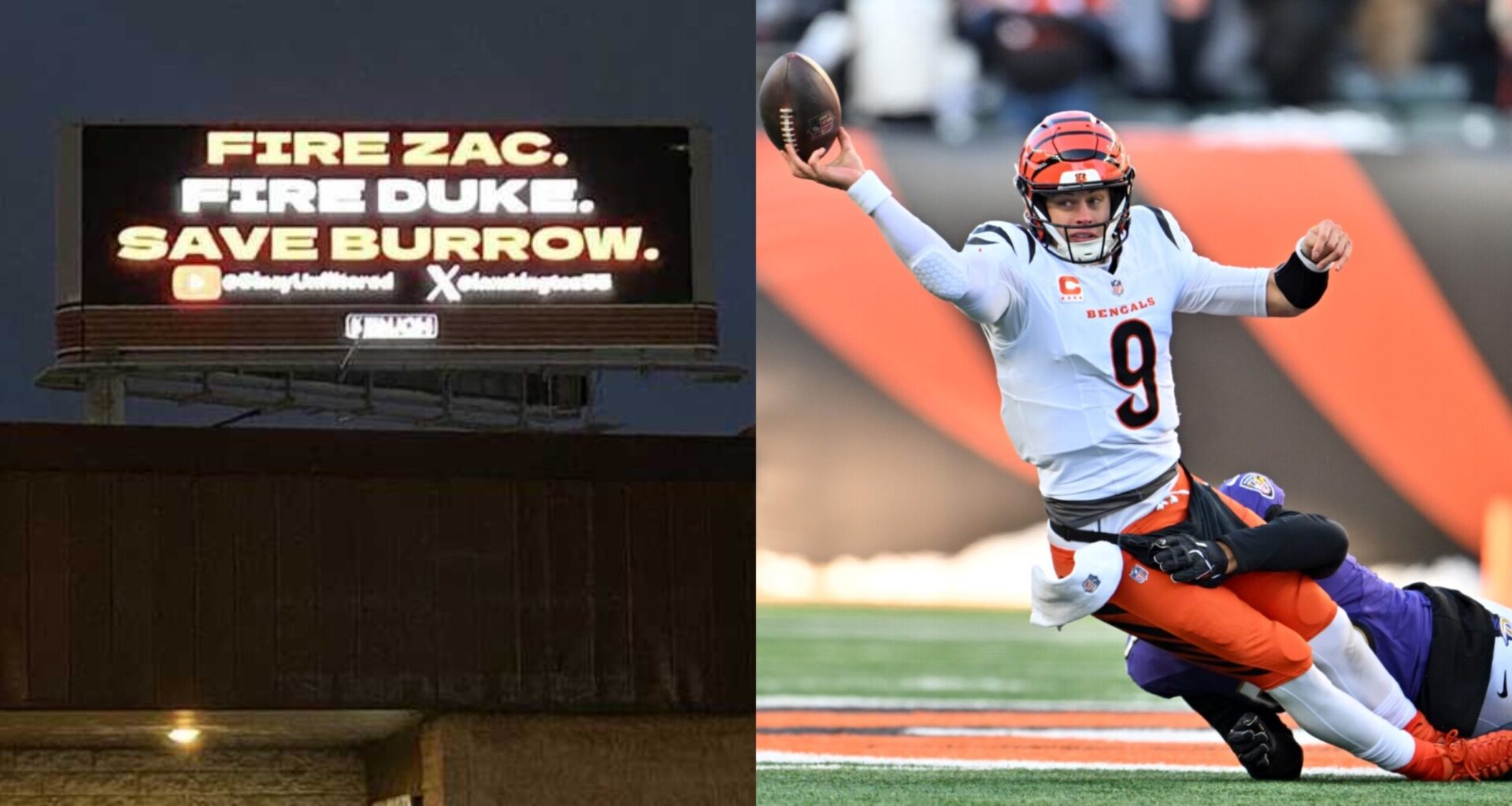 New Billboard In Cincinnati Calls For Bengals To Clean House To Save Joe Burrow 