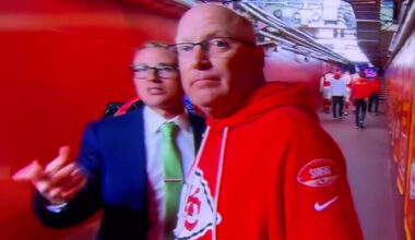 'I've told you' - Awkward moment Amazon Prime cameraman following Travis Kelce is stopped by Kansas City Chiefs security