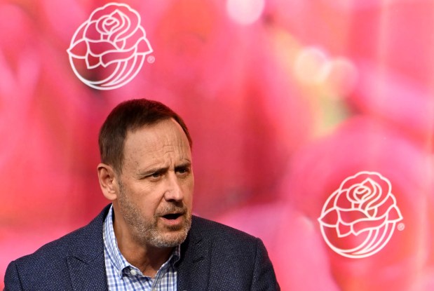 David Eads, Tournament of Roses CEO welcomes community members during the Pasadena Tournament of Roses Community Open House celebration at the Tournament House in Pasadena on Sunday, Nov. 10, 2024. (Photo by Libby Cline-Birmingham, Contributing Photographer)