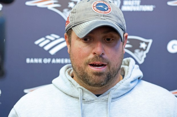 Patriots inside linebackers coach Zak Kuhr as the Patriots take practice at Gillette. (Staff Photo By Stuart Cahill/Boston Herald) .