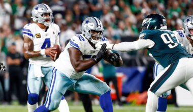 Cowboys OG Tyler Booker is showcasing dominance through growing voice, high level of play