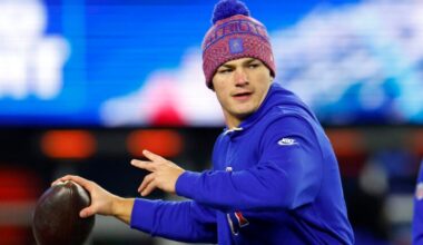 New England Patriots quarterback Drake Maye (10) throws during warmups. The New England Patriots played the New York Giants at Gillette Stadium on December 1, 2025.