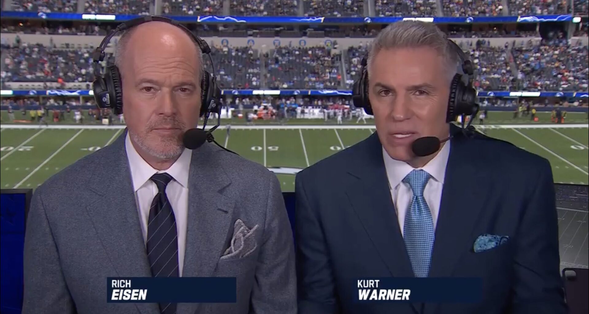 Rich Eisen calls out Kurt Warner announcer jinx